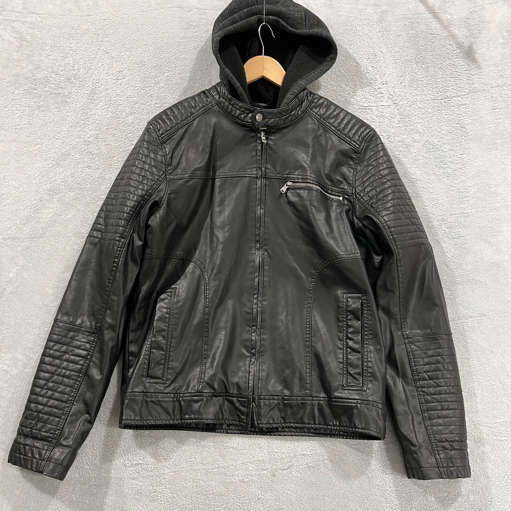 Rock & Republic Jacket Women Medium Faux Leather Y2K‎ Moto Biker Grunge